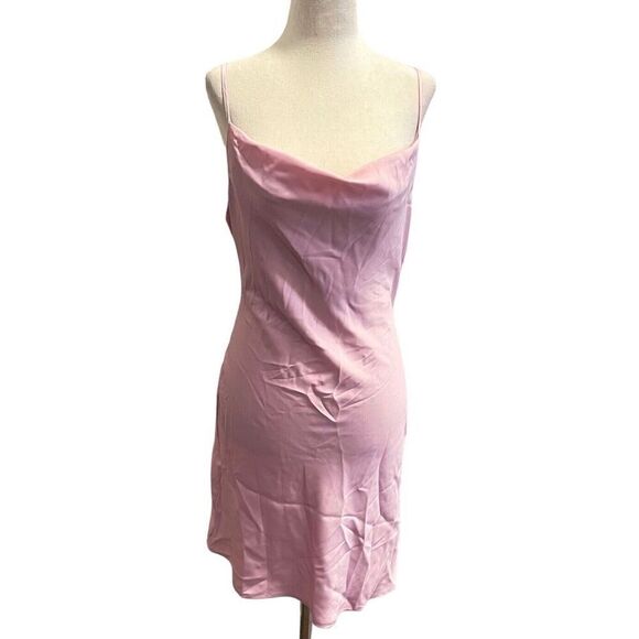 Urban Outfitters UO Mallory PINK Cowl Neck Slip Dress Adjustable Straps Size M - Picture 1 of 11